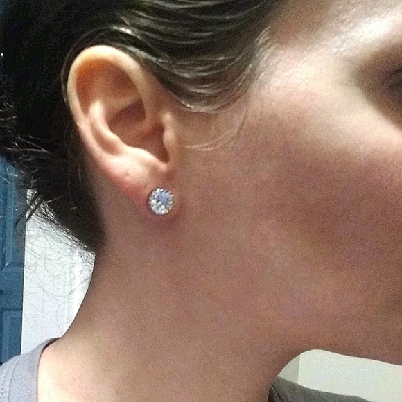 Silver stud Rhinestone earrings Dainty simple sparkly Prom wedding 💖2/$30 - Picture 8 of 15